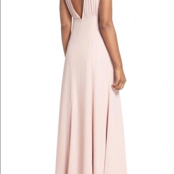 WAYF The Kiara Empire Plunge Neck Gown In Rose - Picture 4 of 6